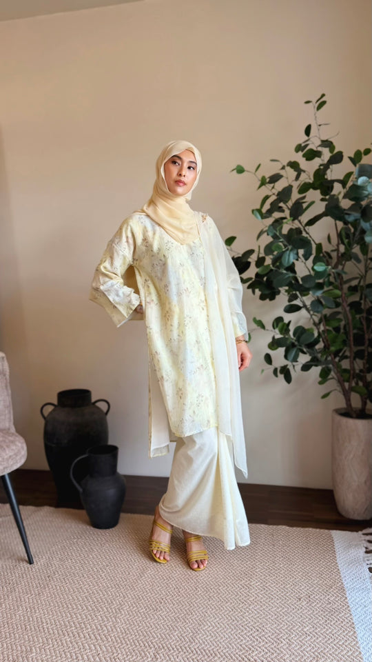 TANJUNG Long Kurung Set in Lemon Blossom