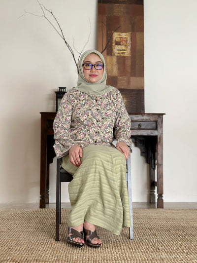 CEMARA Short Kebaya Set in Olive Floral