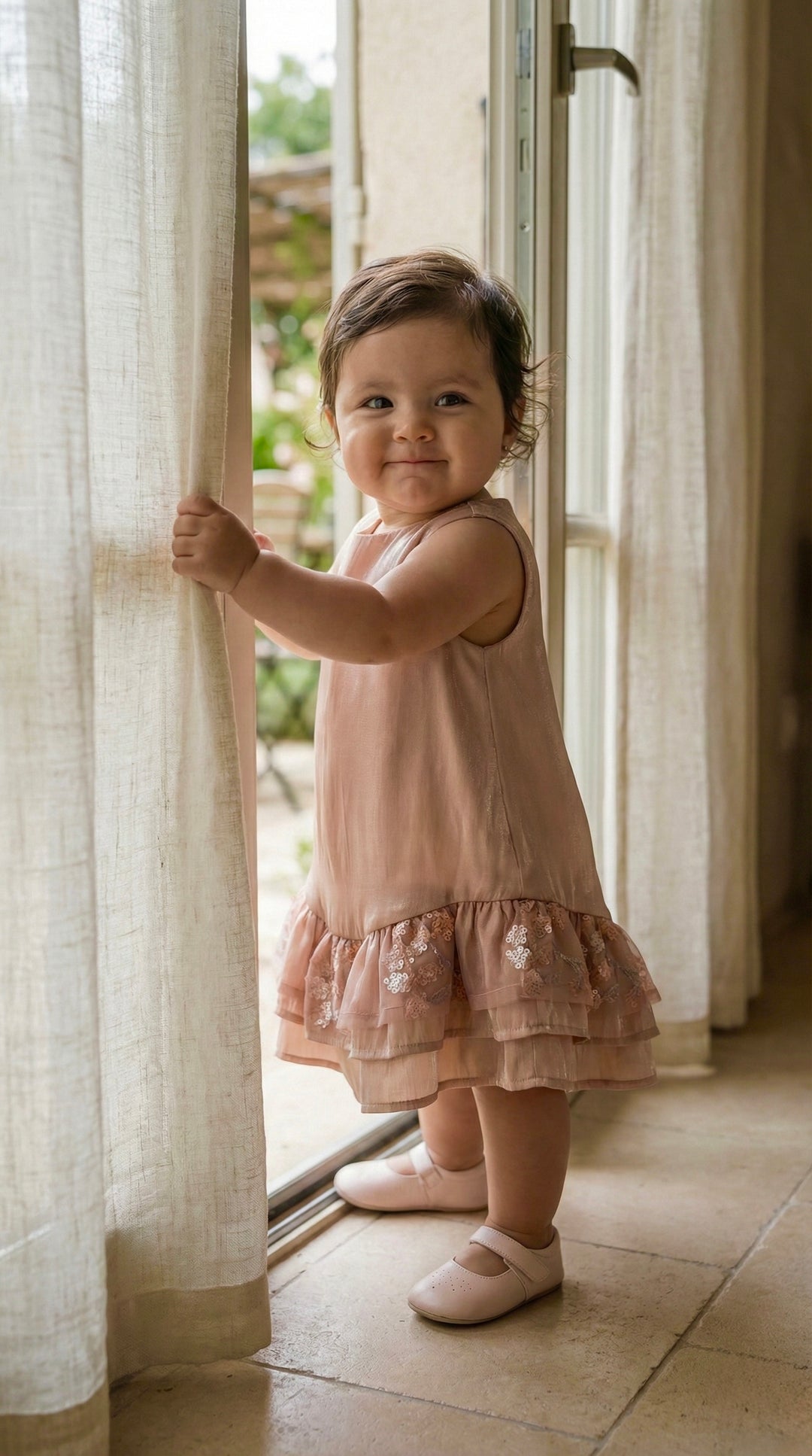 LILI Baby's Dress in Blush Peach