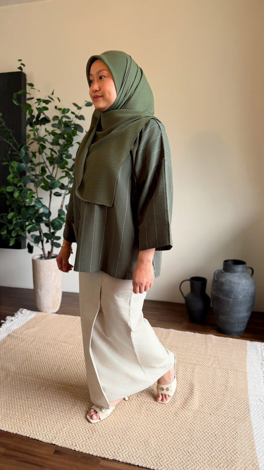 MAIMUNAH Kurung Kedah Set in Olive