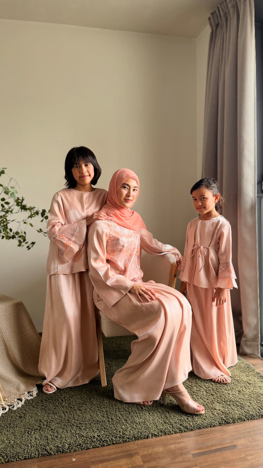 MEKAR Modern Kurung Set in Blush Peach