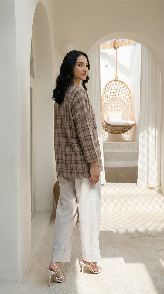 MAIMUNAH Kedah Top in Olive Plaid