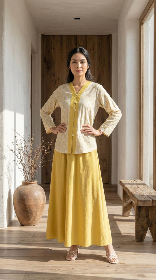 KEJORA Modern Mini Kurung Set in Daffodil
