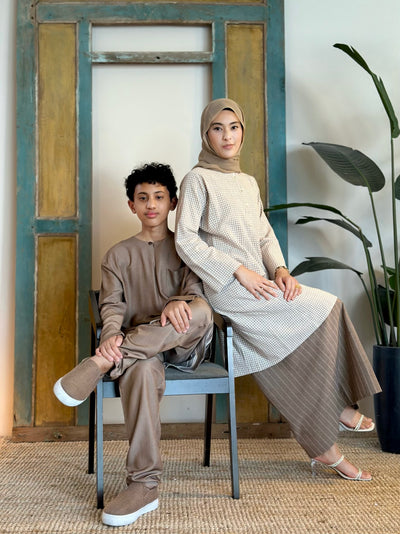 NUH Teluk Belanga Baju Melayu Set in Taupe