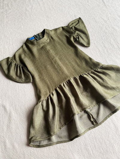 ANGELINA Flounce Dress in Mudgreen