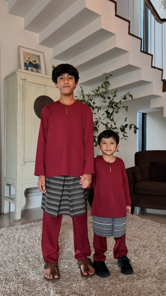 JEBAT Baju Melayu Teluk Belanga in Maroon