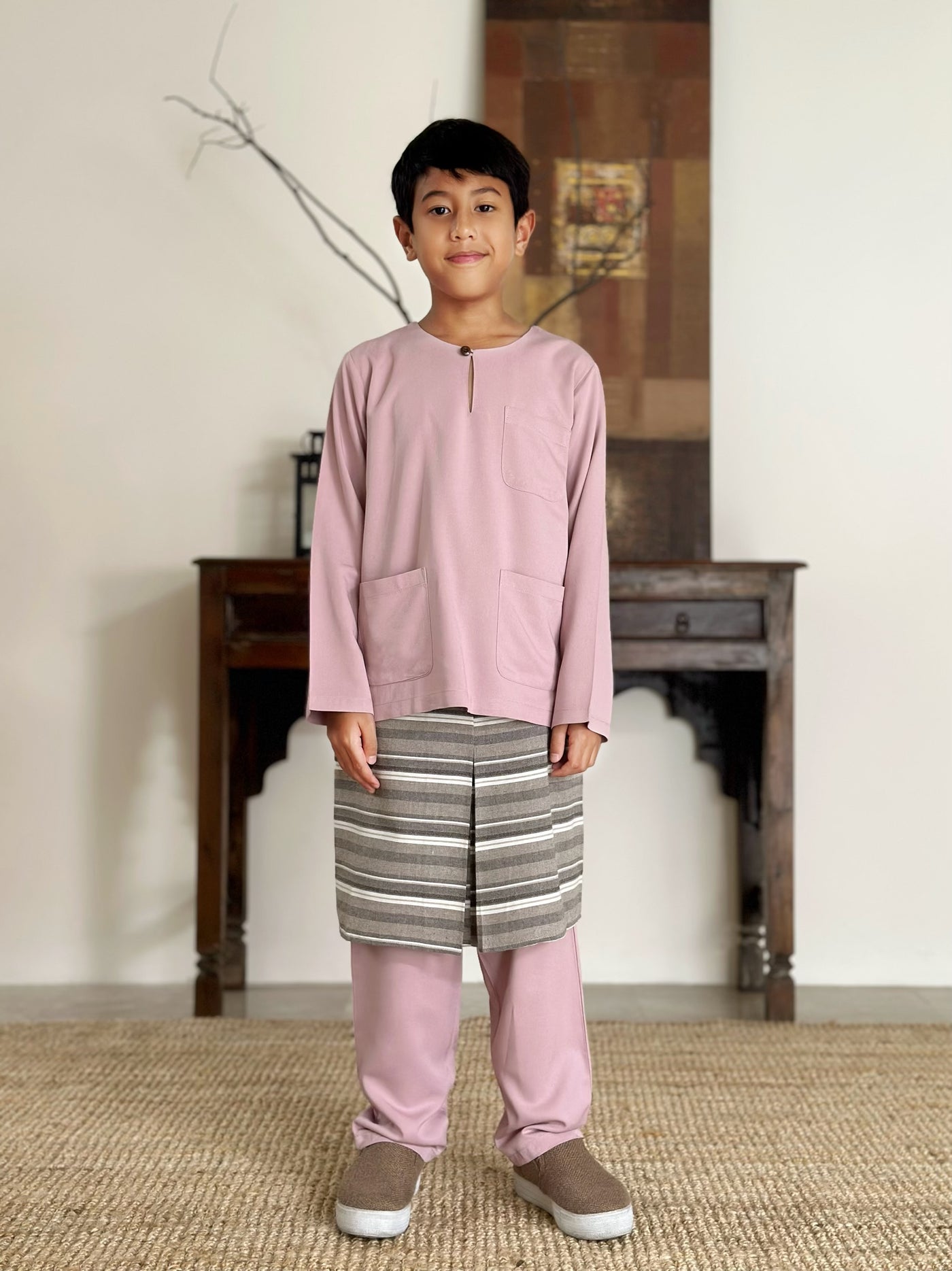 NUH Teluk Belanga Baju Melayu Set in Dusty Lilac
