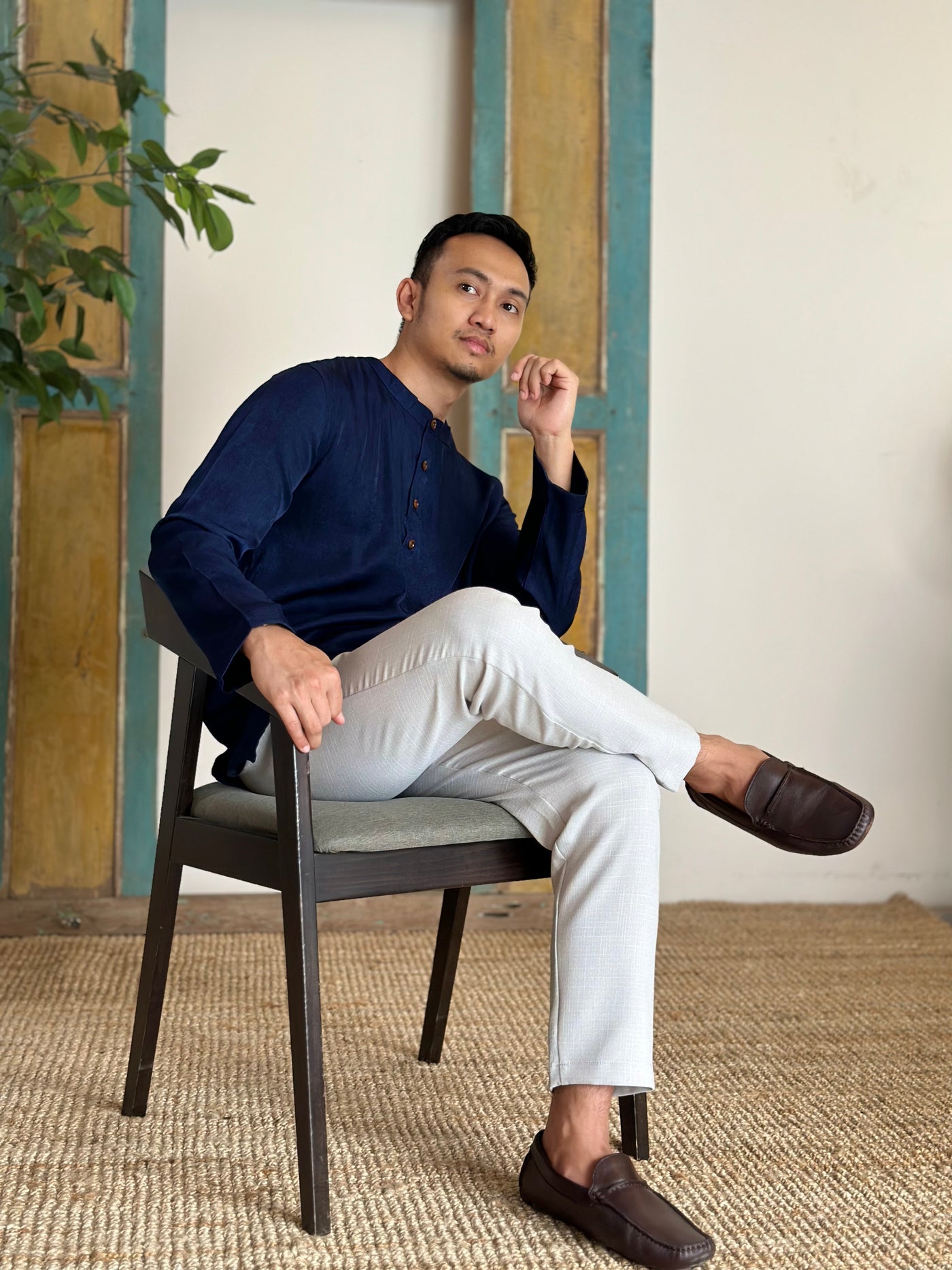 AHMAD Kurta in Midnight Blue