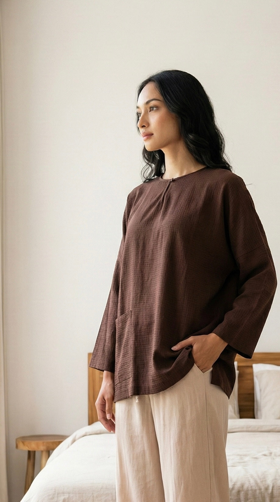 MAIMUNAH Kedah Top in Chocolate Gingham