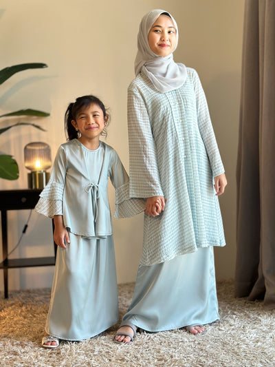 IRIS Tie-Waist Kurung Set in Icy Mist