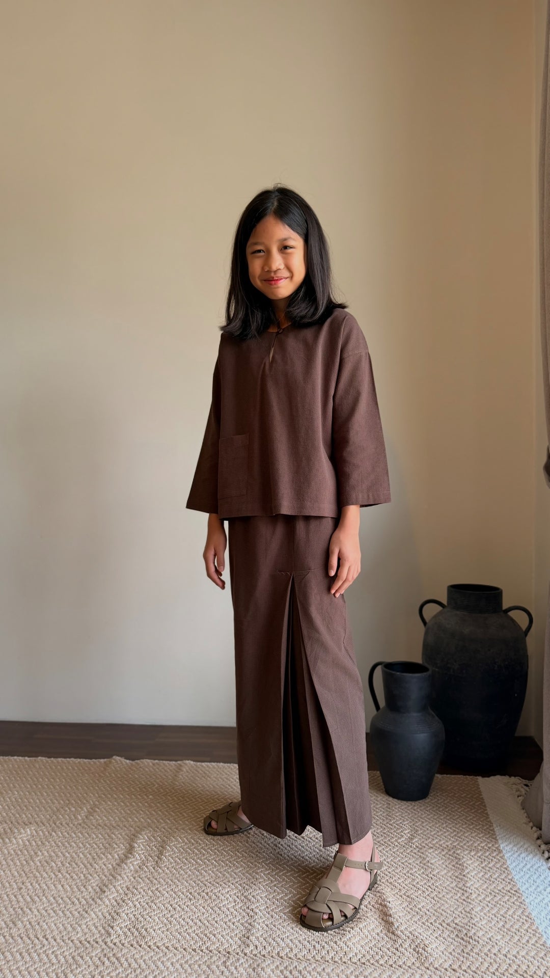 KESUMA Kurung Kedah Set in Chocolate Gingham