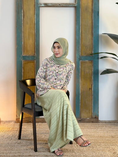 CEMARA Short Kebaya Set in Olive Floral