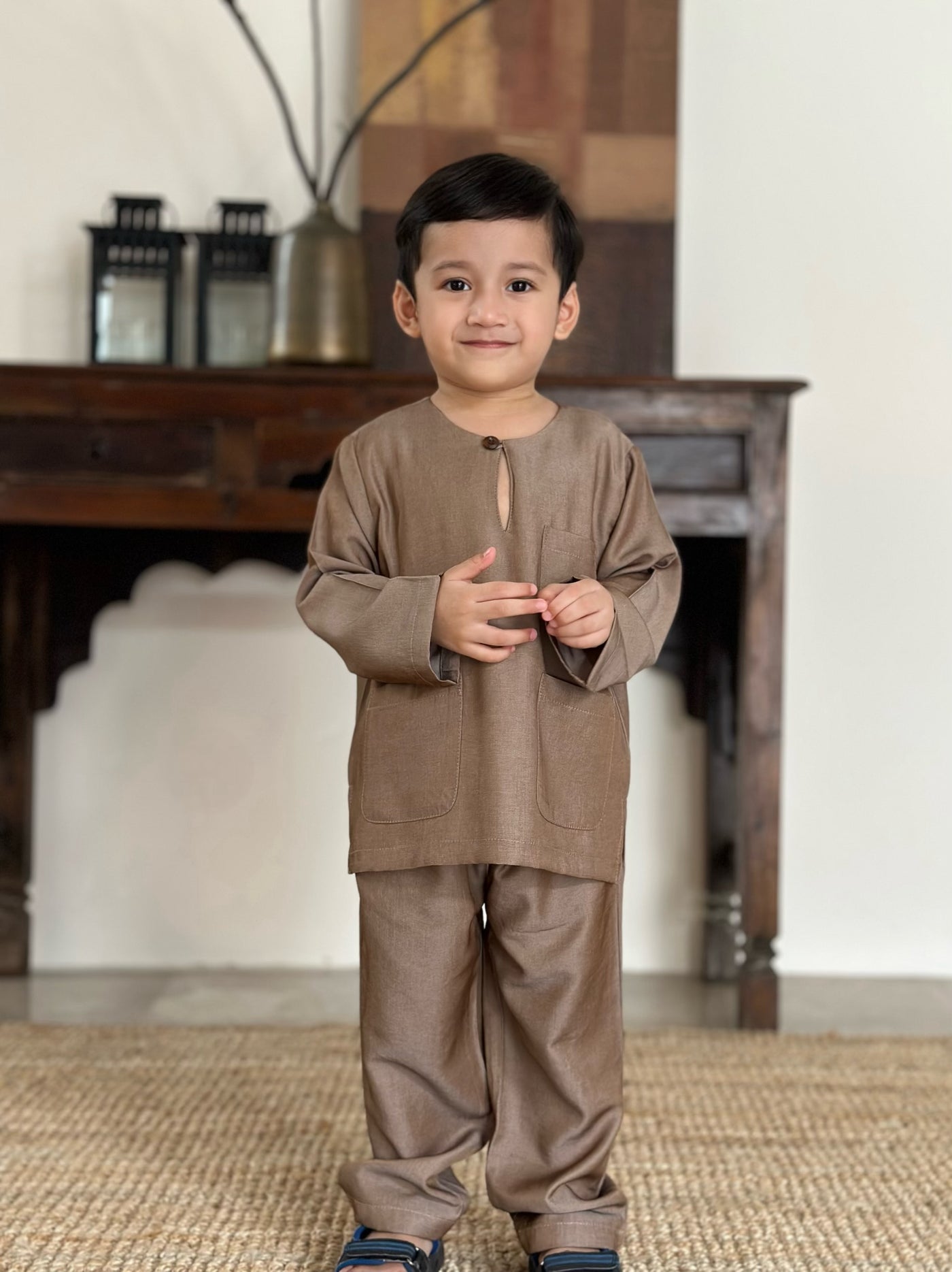 NUH Teluk Belanga Baju Melayu Set in Taupe