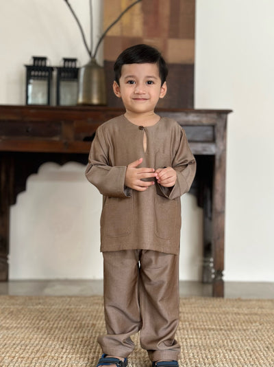 NUH Teluk Belanga Baju Melayu Set in Taupe