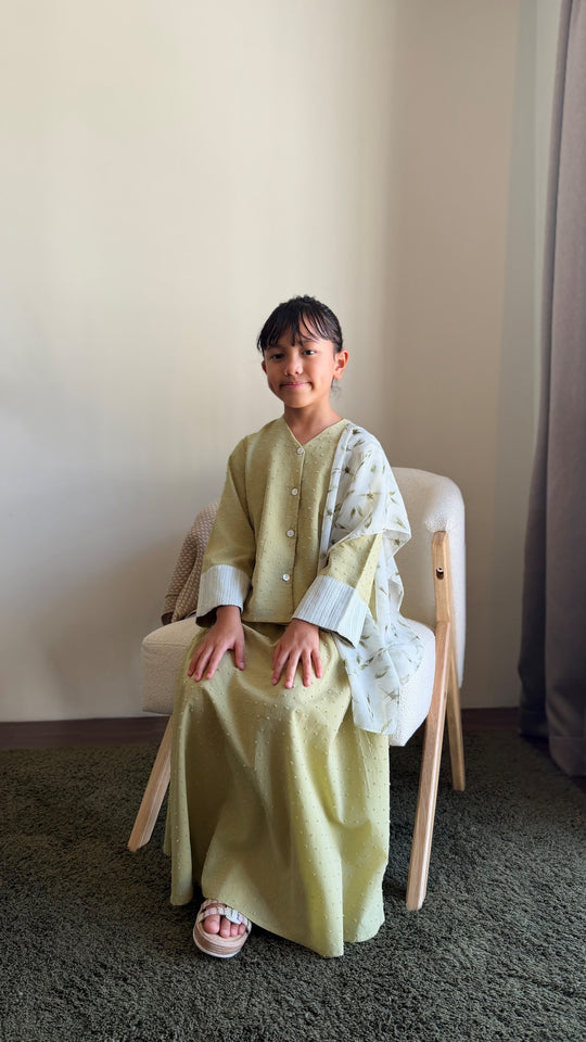 SAMIRA Mini Kurung Set in Dewlight Green