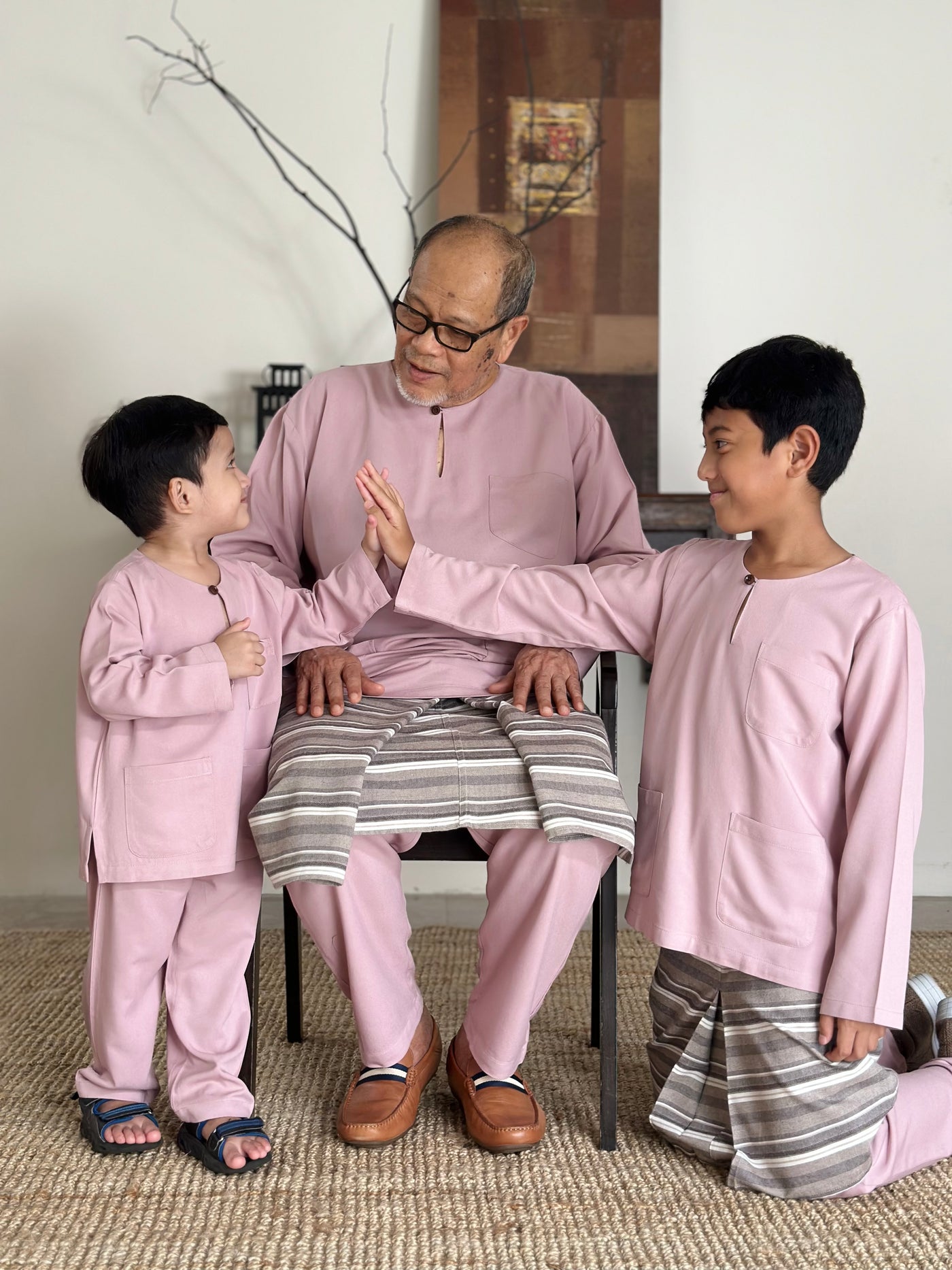 QAID Baby’s Teluk Belanga Baju Melayu Set in Dusty Lilac