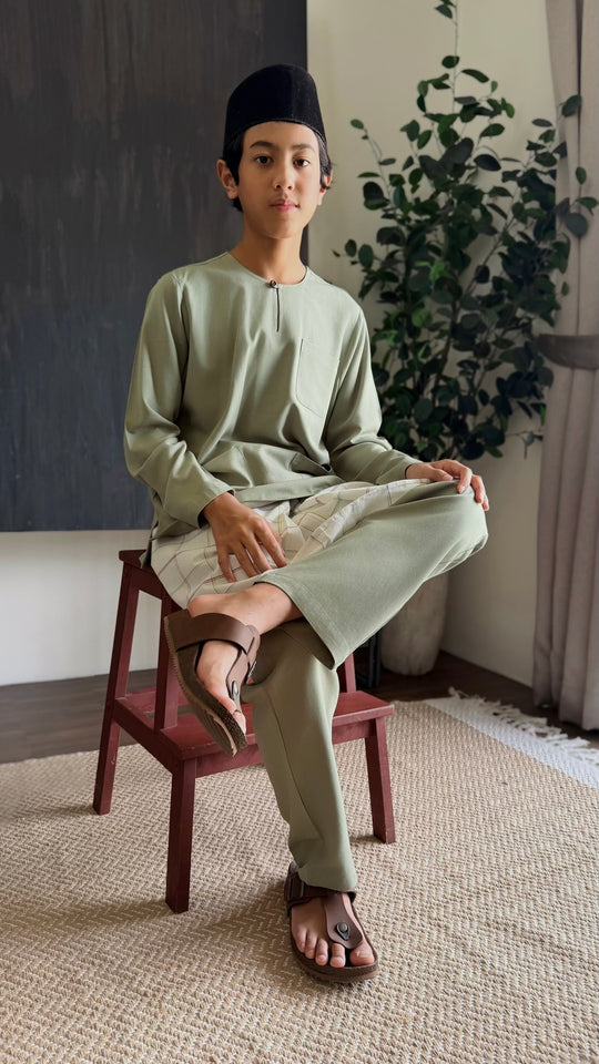 JEBAT Baju Melayu Teluk Belanga in Sage