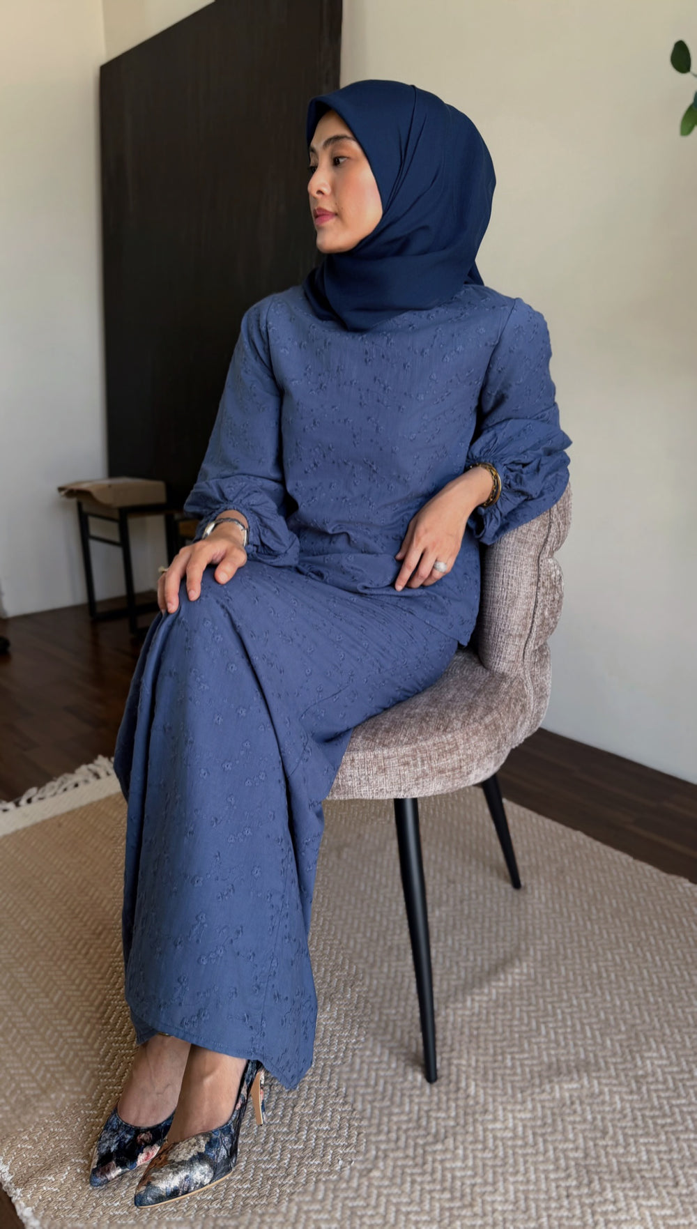 MAYA Modern Kurung Set in Ash Blue