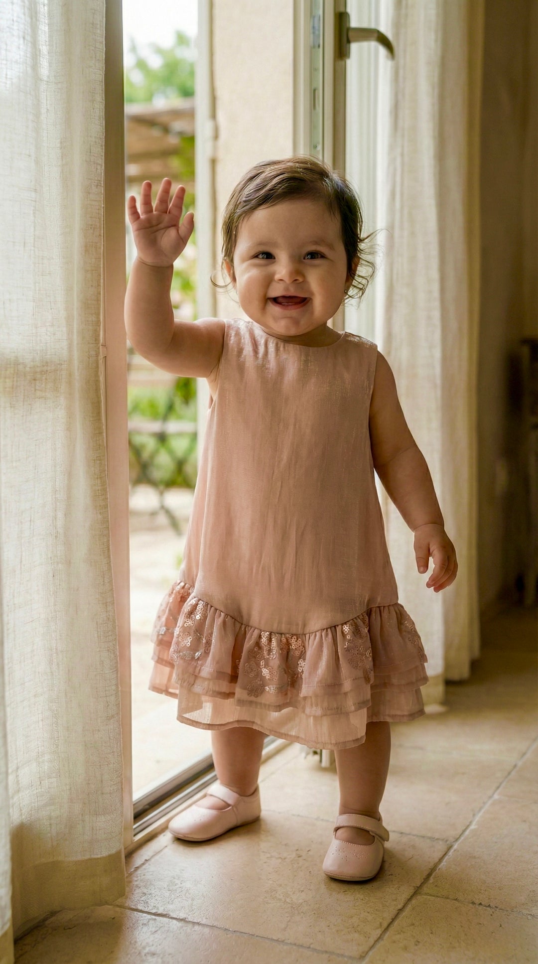 LILI Baby's Dress in Blush Peach
