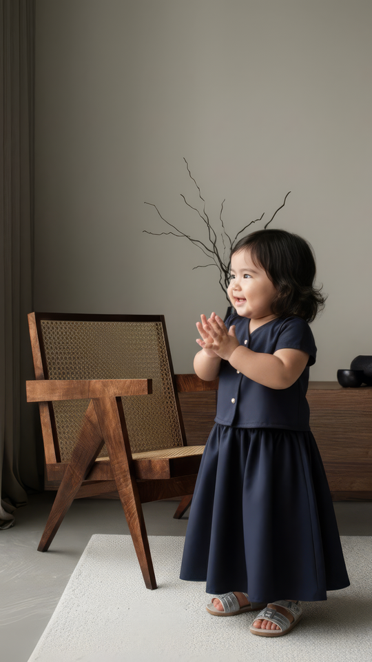 SERI Baby's Modern Kebaya Set in Midnight Blue