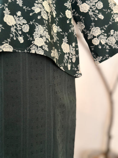 KURNIA Short Kurung Set in Emerald Bloom