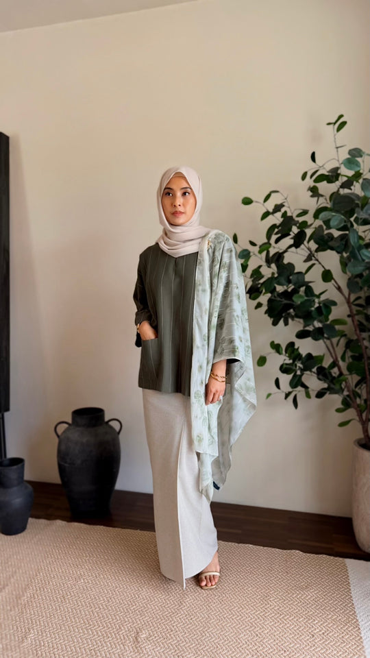 MAIMUNAH Kurung Kedah Set in Olive