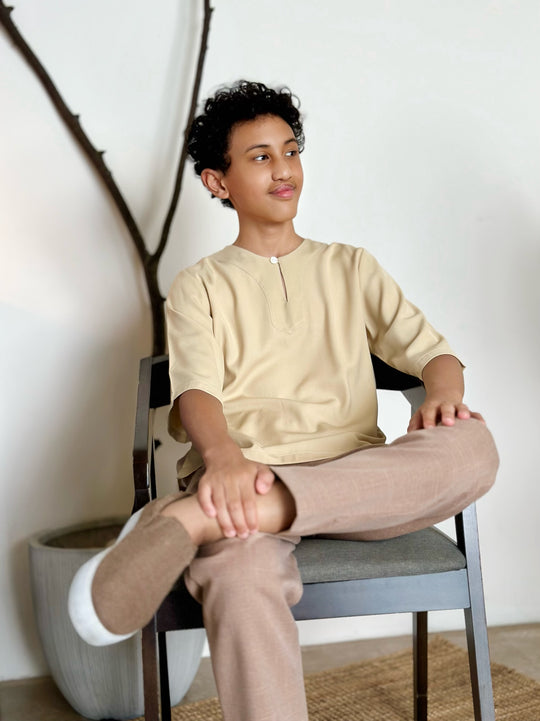 PERMAI Unisex Kurta in Tan