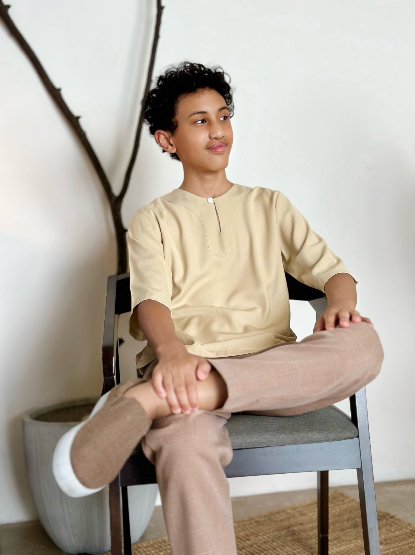 PERMAI Unisex Kurta in Tan