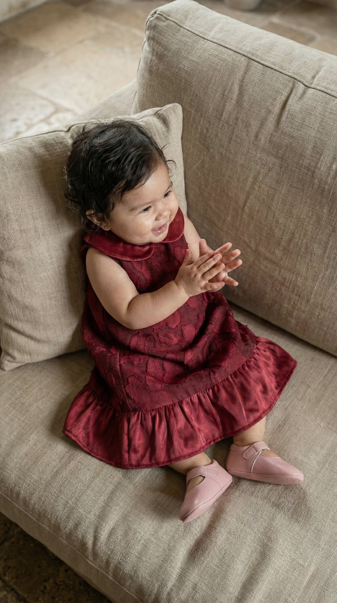 TIA Baby's Dress in Maroon