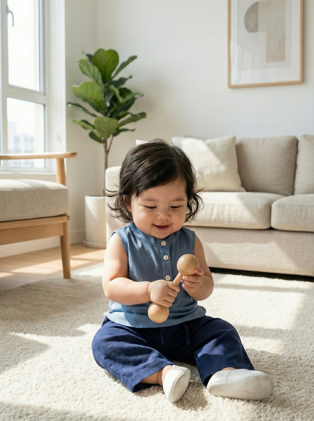 ELLIE Baby’s Sleeveless Blouse in Dusty Blue (Top Only)