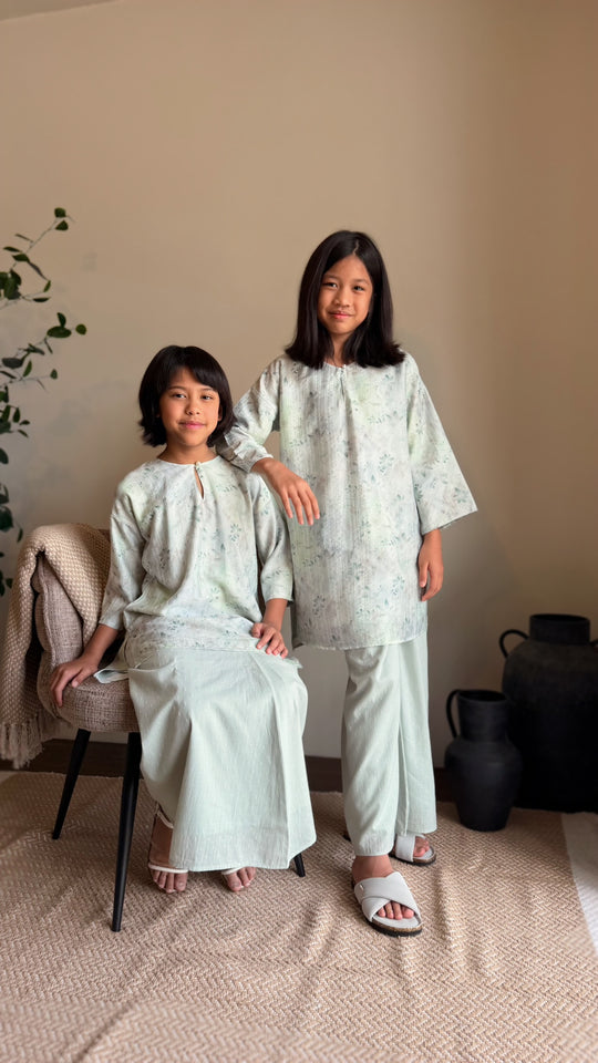 KASTURI Long Kurung Set in Lido Green