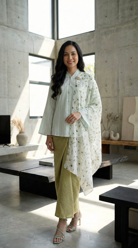 CEMARA Short Kebaya Set in Dewlight Green