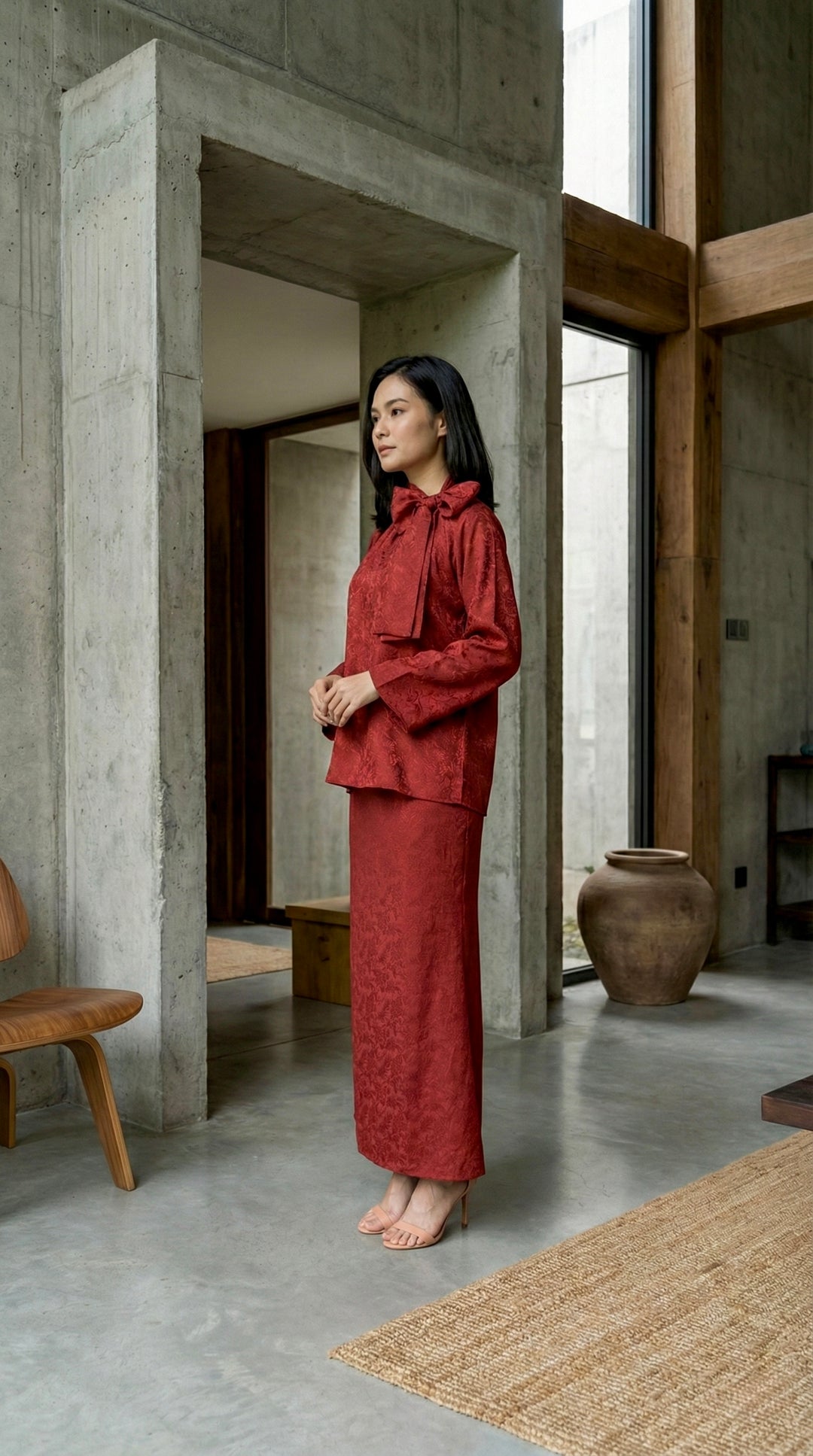 JAMILA Bow-tie Modern Kurung Set in Saffron