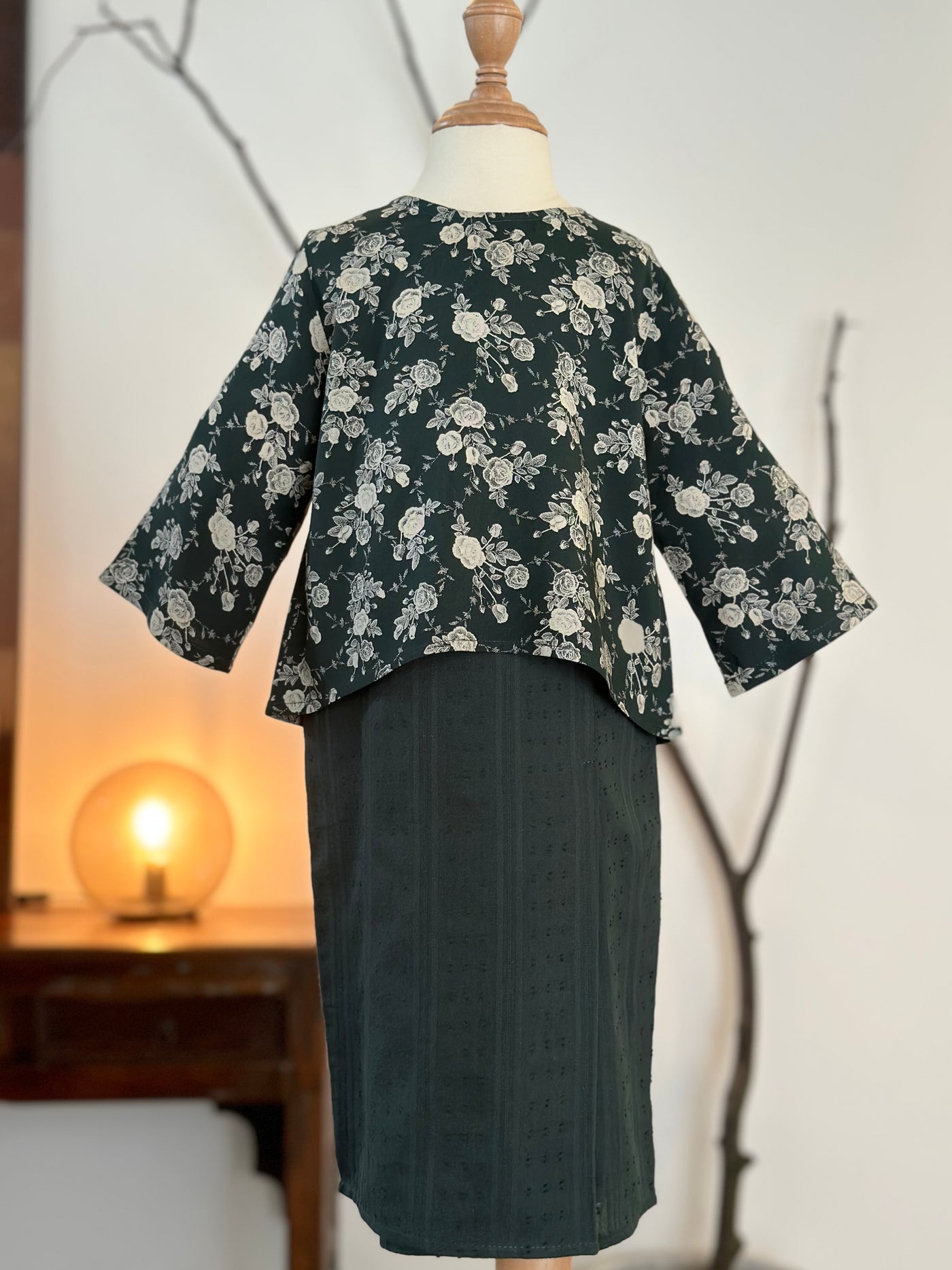 KURNIA Short Kurung Set in Emerald Bloom