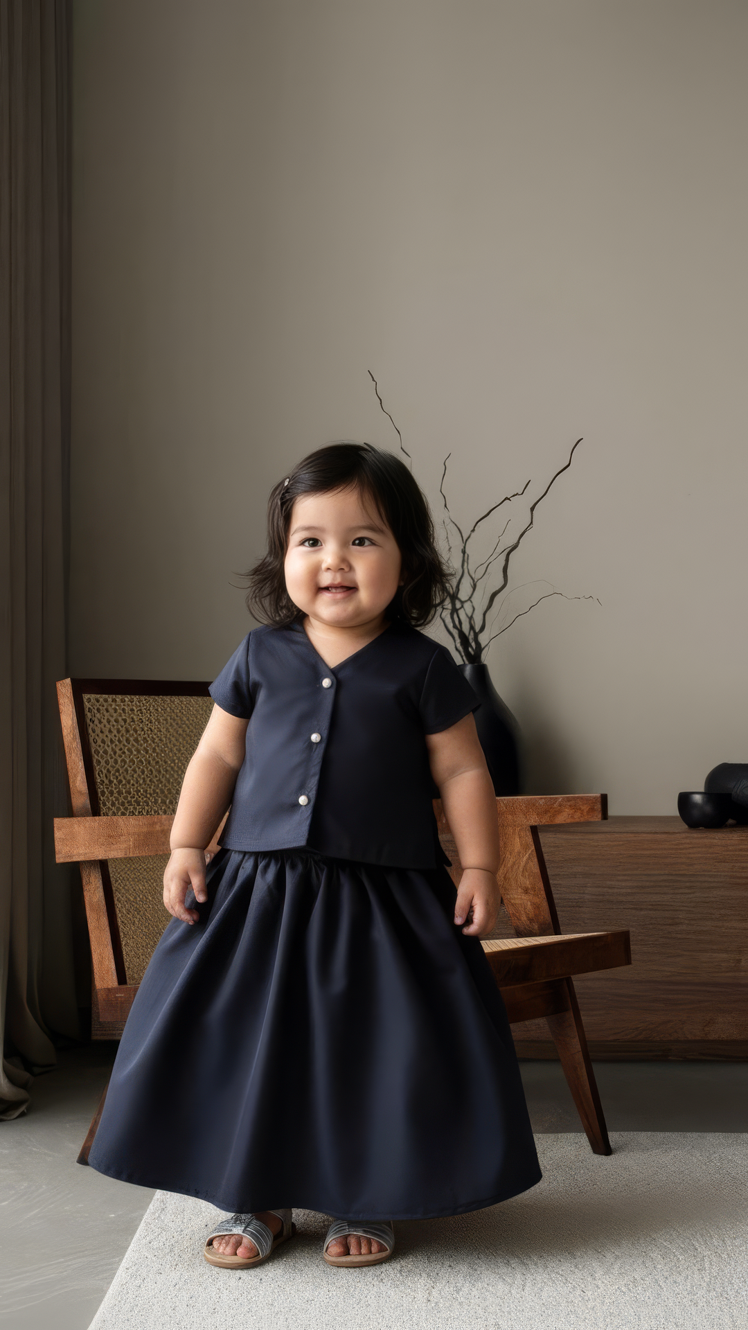 SERI Baby's Modern Kebaya Set in Midnight Blue