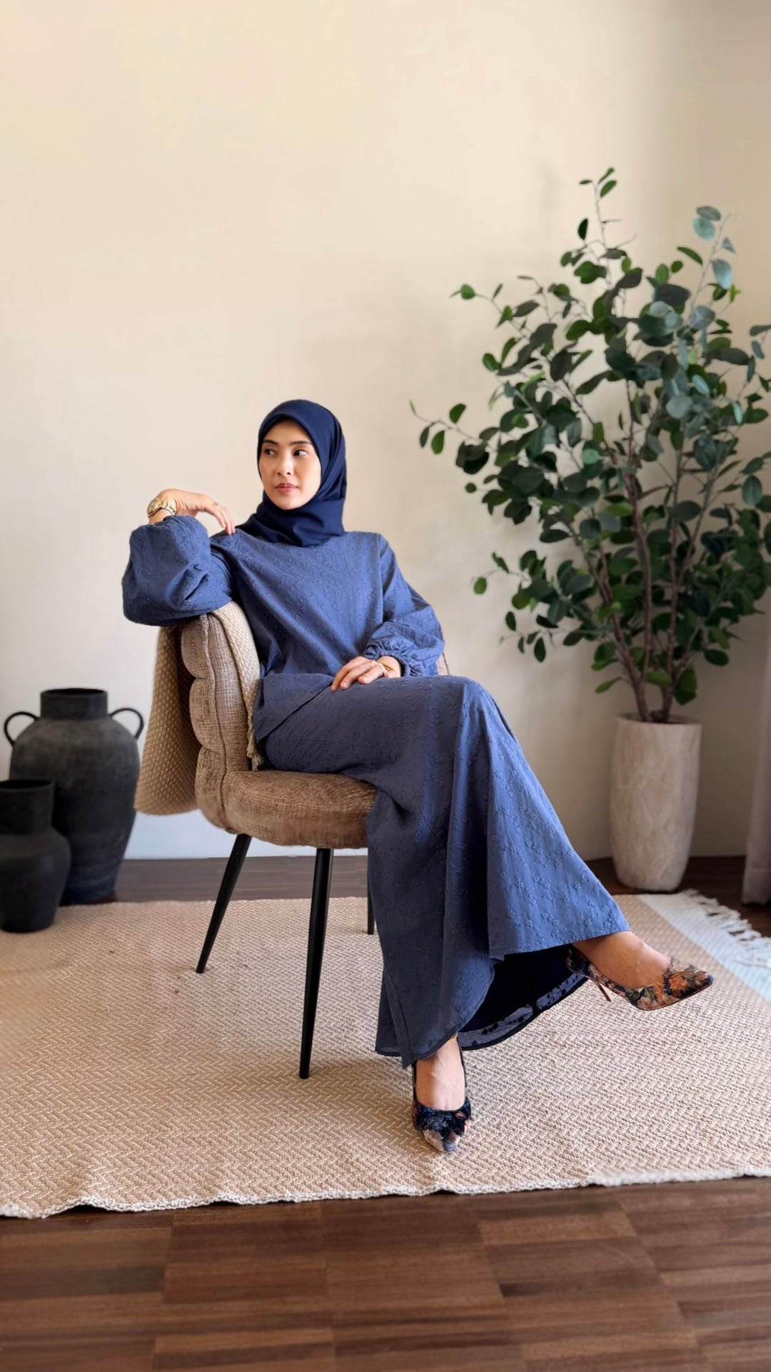 MAYA Modern Kurung Set in Ash Blue