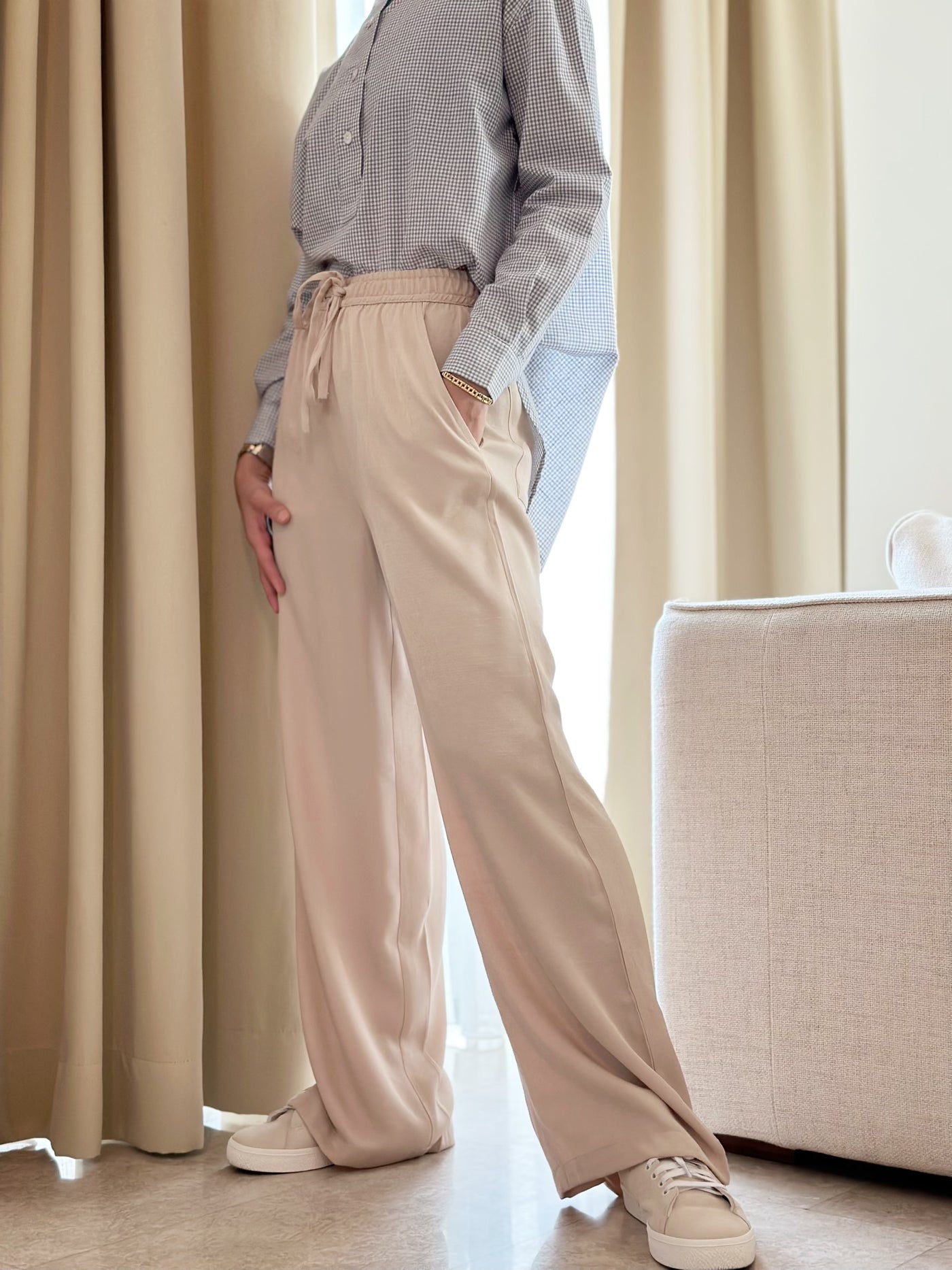 NAOMI Palazzo Pants in Latte