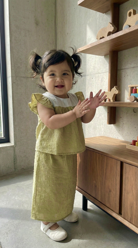 KEKWA Baby's Mini Kurung Set in Dewlight Green