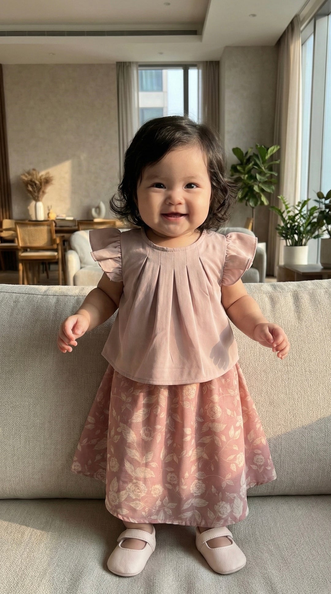 KUNTUM Baby’s Mini Kurung Set in Antique Blush