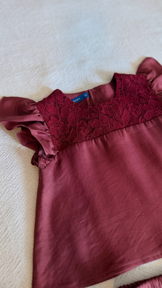 MANIS Baby's Modern Mini Kurung Set in Rosewood