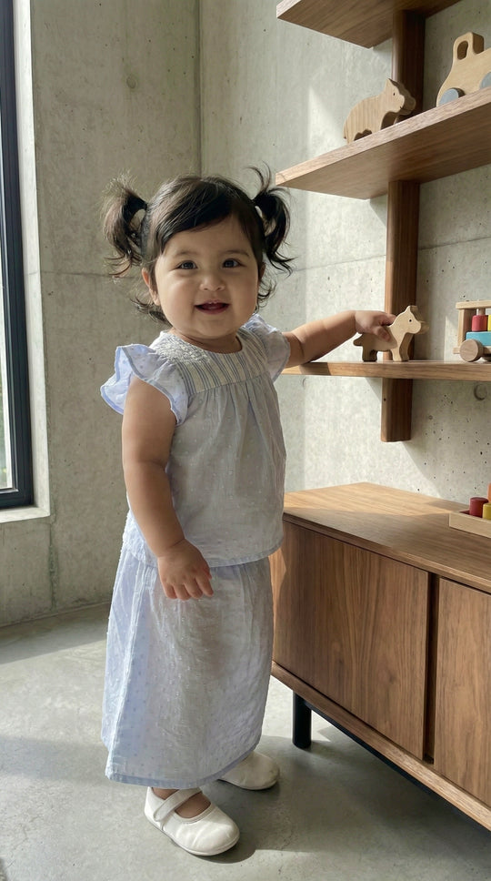 KEKWA Baby's Mini Kurung Set in Cornflower Blue