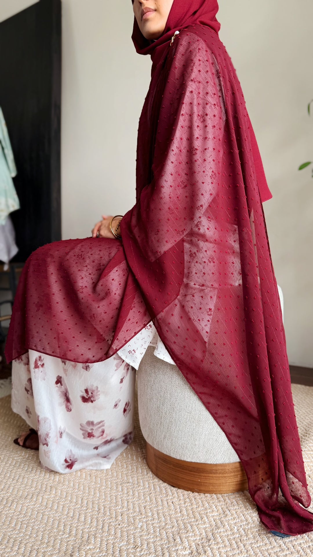 ALUN Selendang in Maroon Dobby