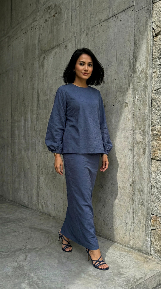 MAYA Modern Kurung Set in Ash Blue