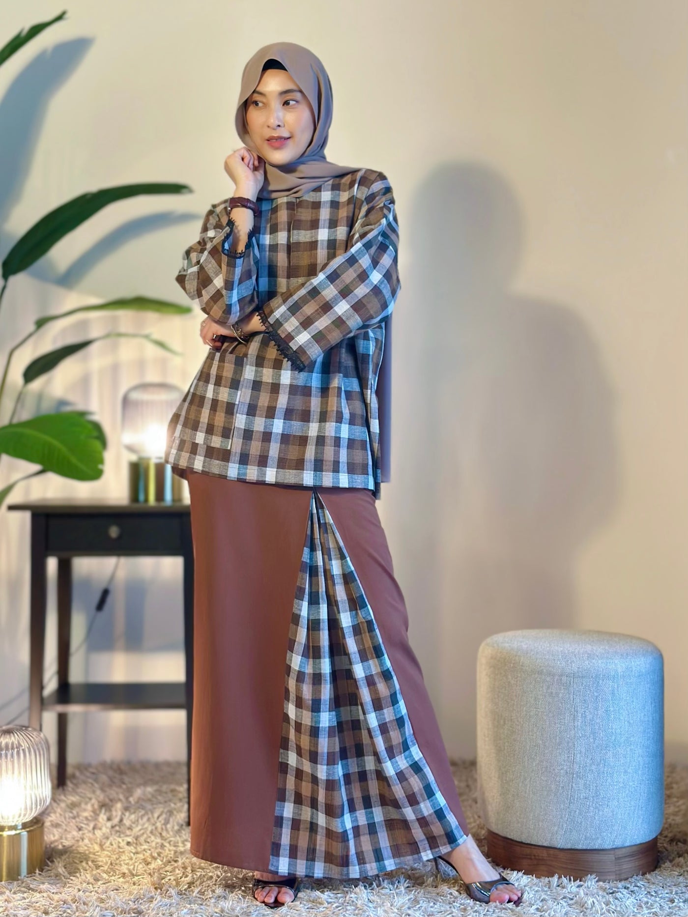 MAIMUNAH Kurung Kedah Set in Cocoa
