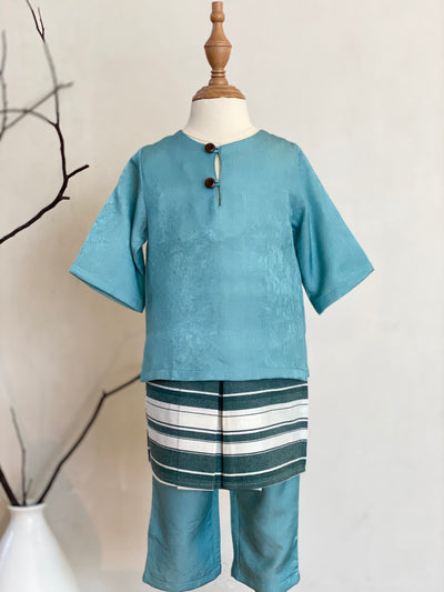 QAID Baby’s Teluk Belanga Baju Melayu Set in Turquoise