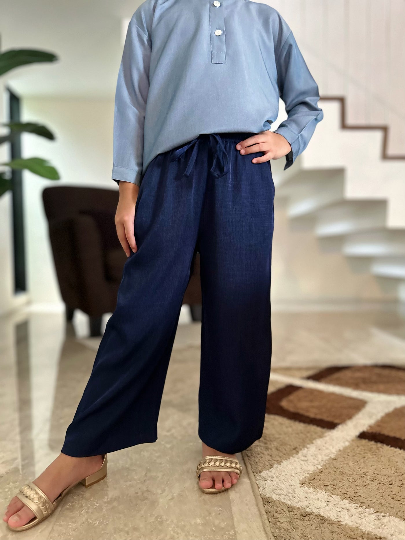 EMERY Palazzo Pants in Midnight Blue