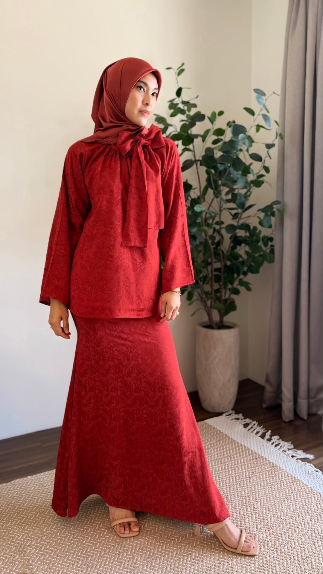 JAMILA Bow-tie Blouse & Skirt Set in Saffron