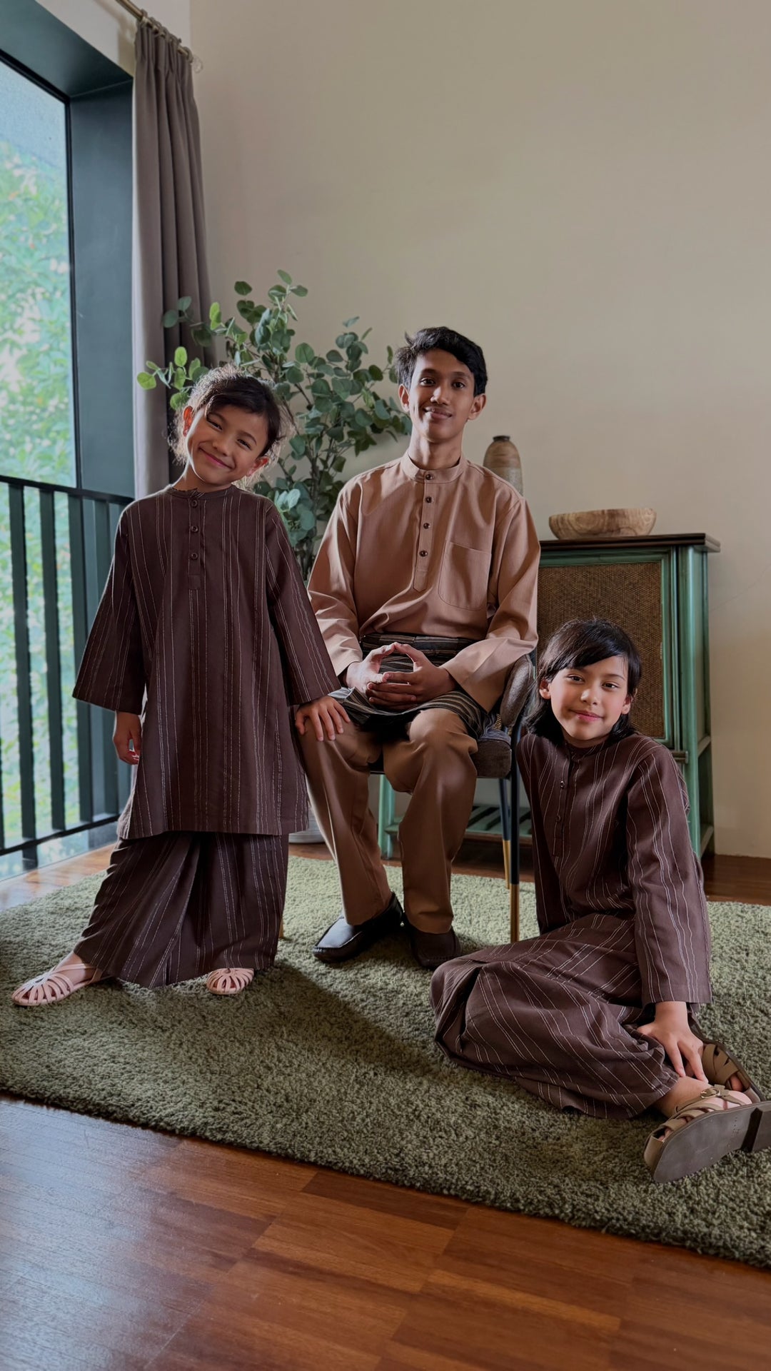 DELIMA Riau Kurung Set in Brown Stripes