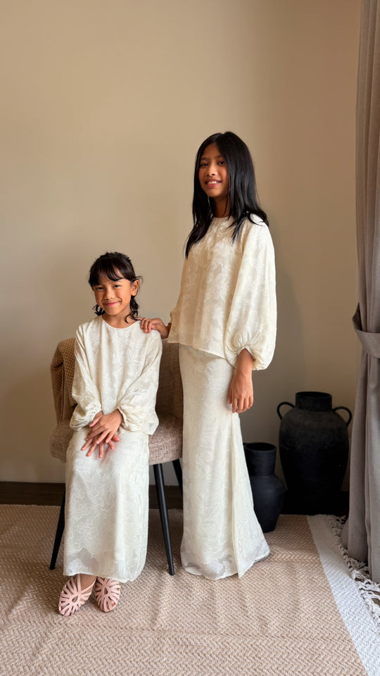 HANA Modern Kurung Set in Silky Ivory