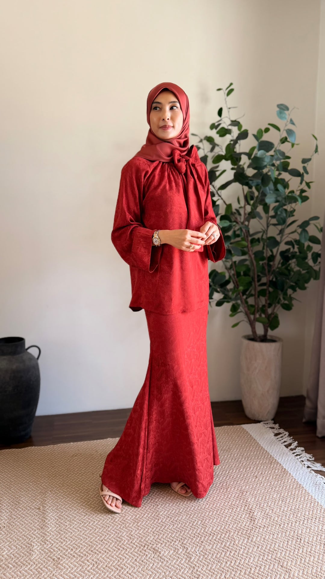 JAMILA Bow-tie Blouse & Skirt Set in Saffron